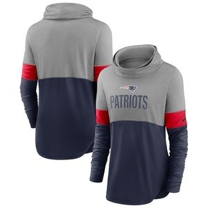 New England Patriots Nike Women's Lock Up Cowl Neck Long Sleeve T-Shirt